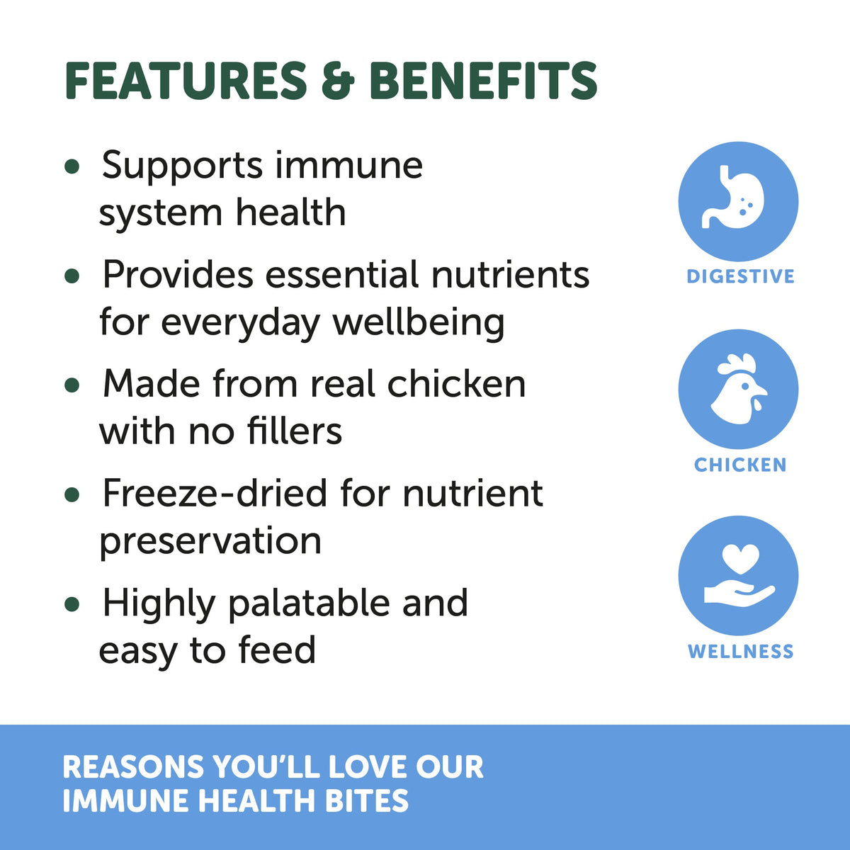 Natural Animal Solutions Freeze Formed Cat Immune Health Bites — brand infographic 1