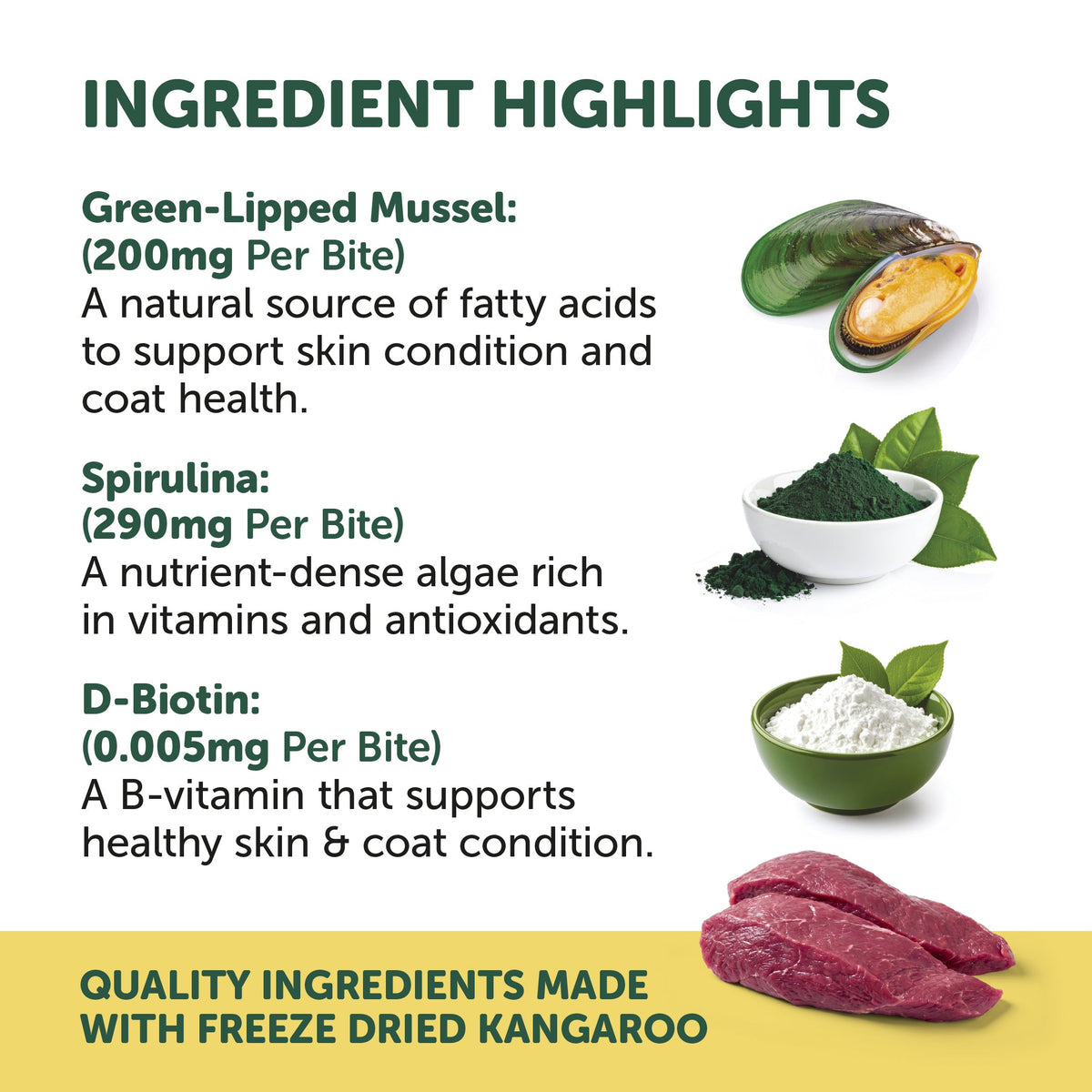 Natural Animal Solutions Freeze Formed Skin & Coat Health Bites — brand infographic 4