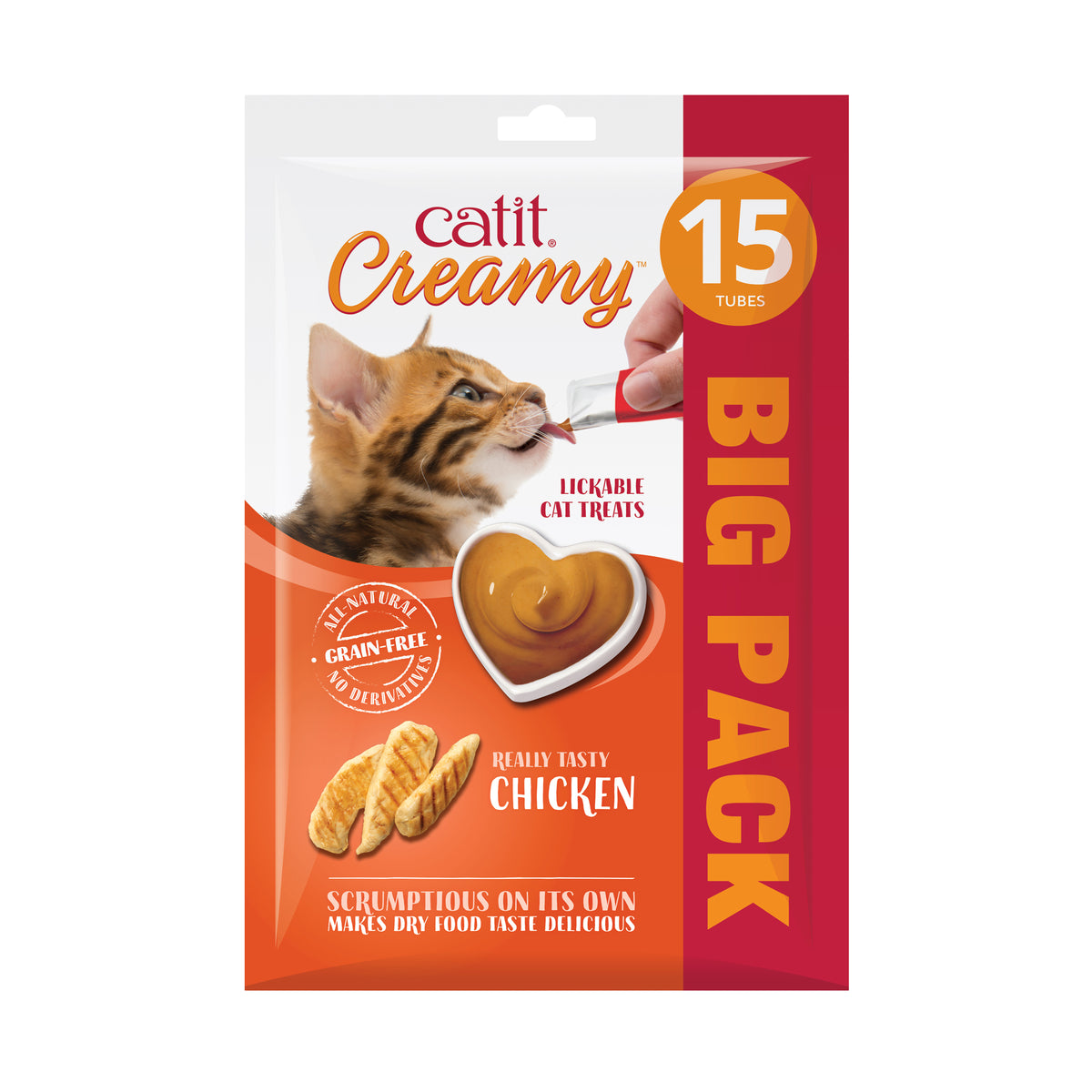 Catit Creamy Cat Treats Lickable Puree 15 x 10g Tasty Chicken