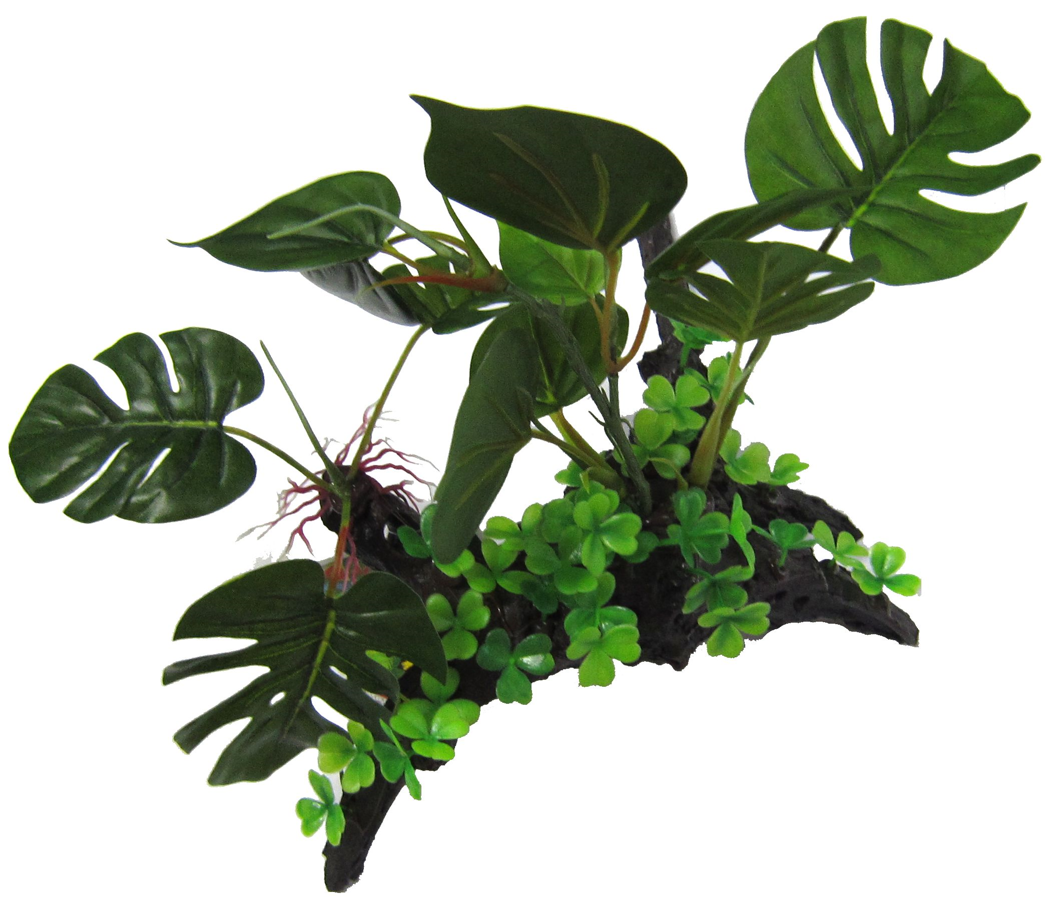 Amazon Jungle Giant Monsterio on Log artificial aquarium plant, 25cm