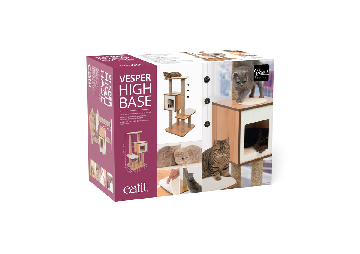 Catit Vesper High Base Cat Home with Twin Platform Walnut