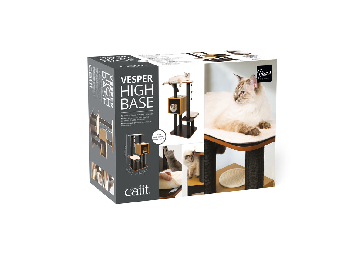 Catit Vesper High Base Cat Home with Twin Platform Black