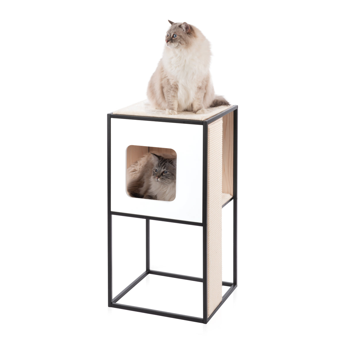 Catit Vesper Patio White Cat Home with Scratcher Pad Regular