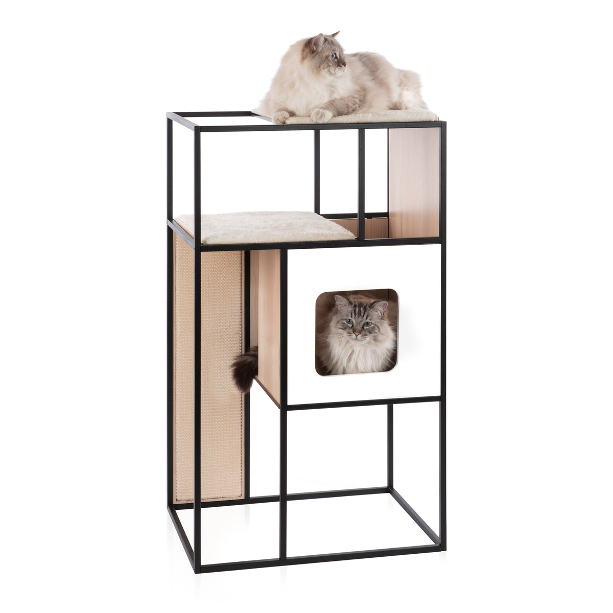 Catit Vesper Patio White Cat Home with Scratcher Pad Large