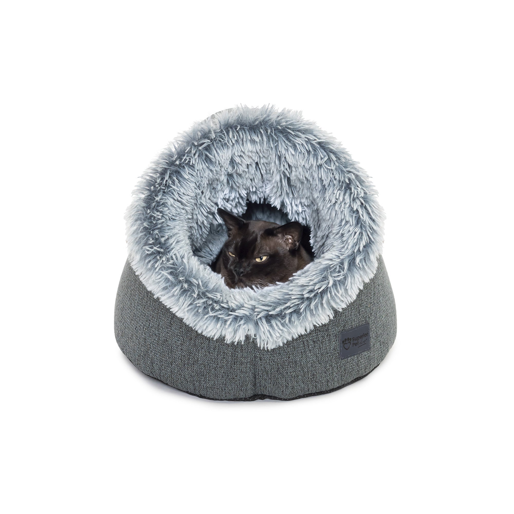 Burmese cat inside a Superior Pet Goods Calming Pet Dome