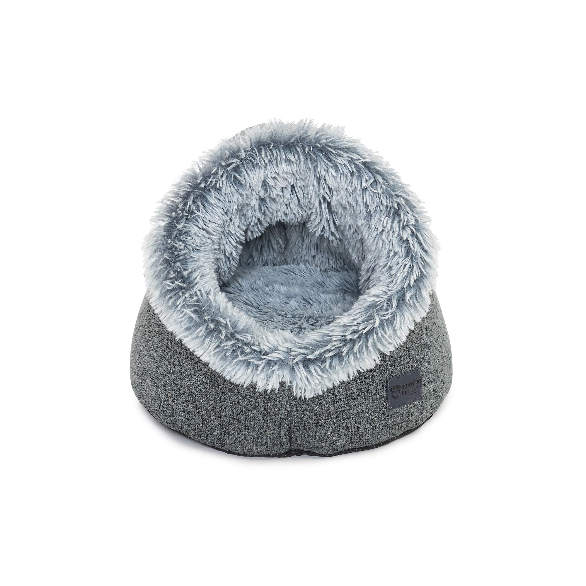 Superior Pet Goods Calming Pet Dome in Dove Grey, front view