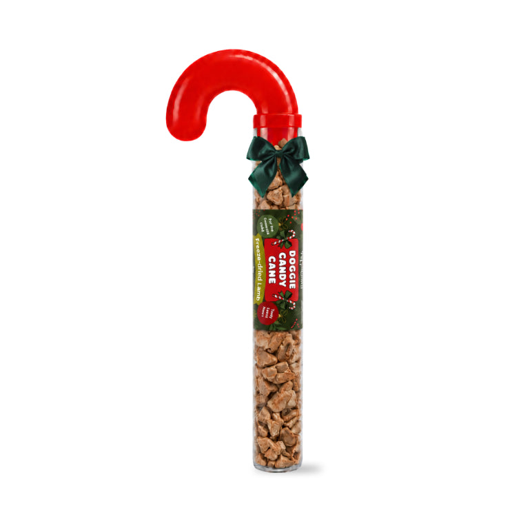 Pet Botanica candy cane tube filled with Australian made freeze-dried lamb for dogs and cats