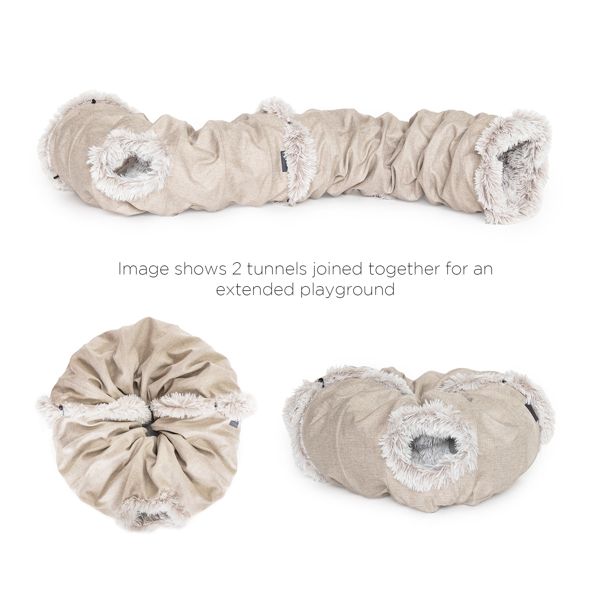 Superior Pet Goods Cat Tunnel in Aspen faux fur, shown fully extended