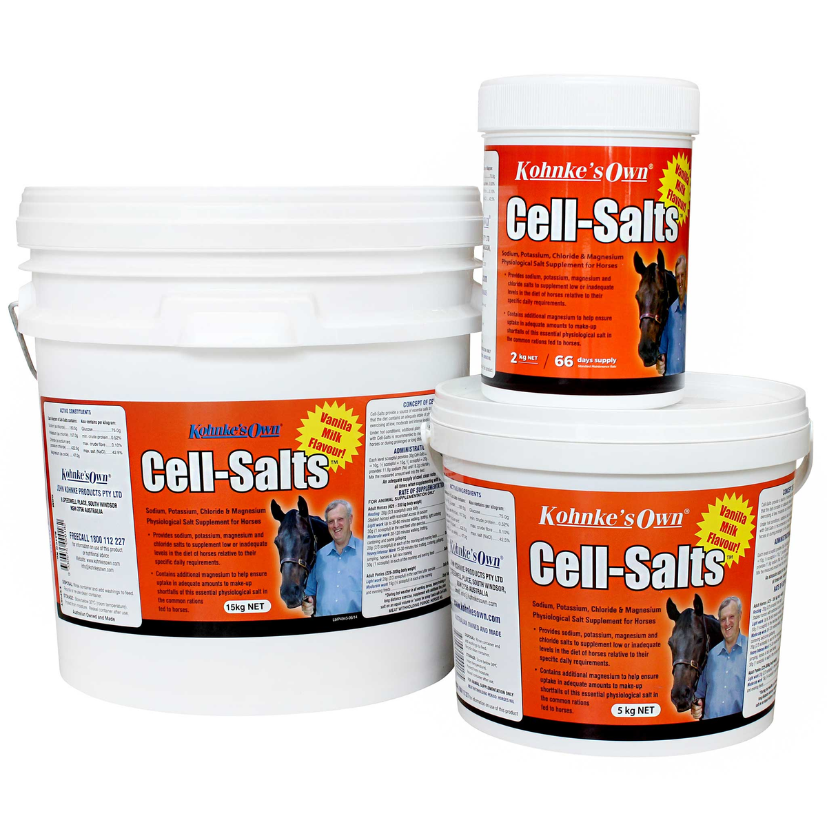 Kohnke's Own Cell-Salts electrolyte powder for horses, front of pack