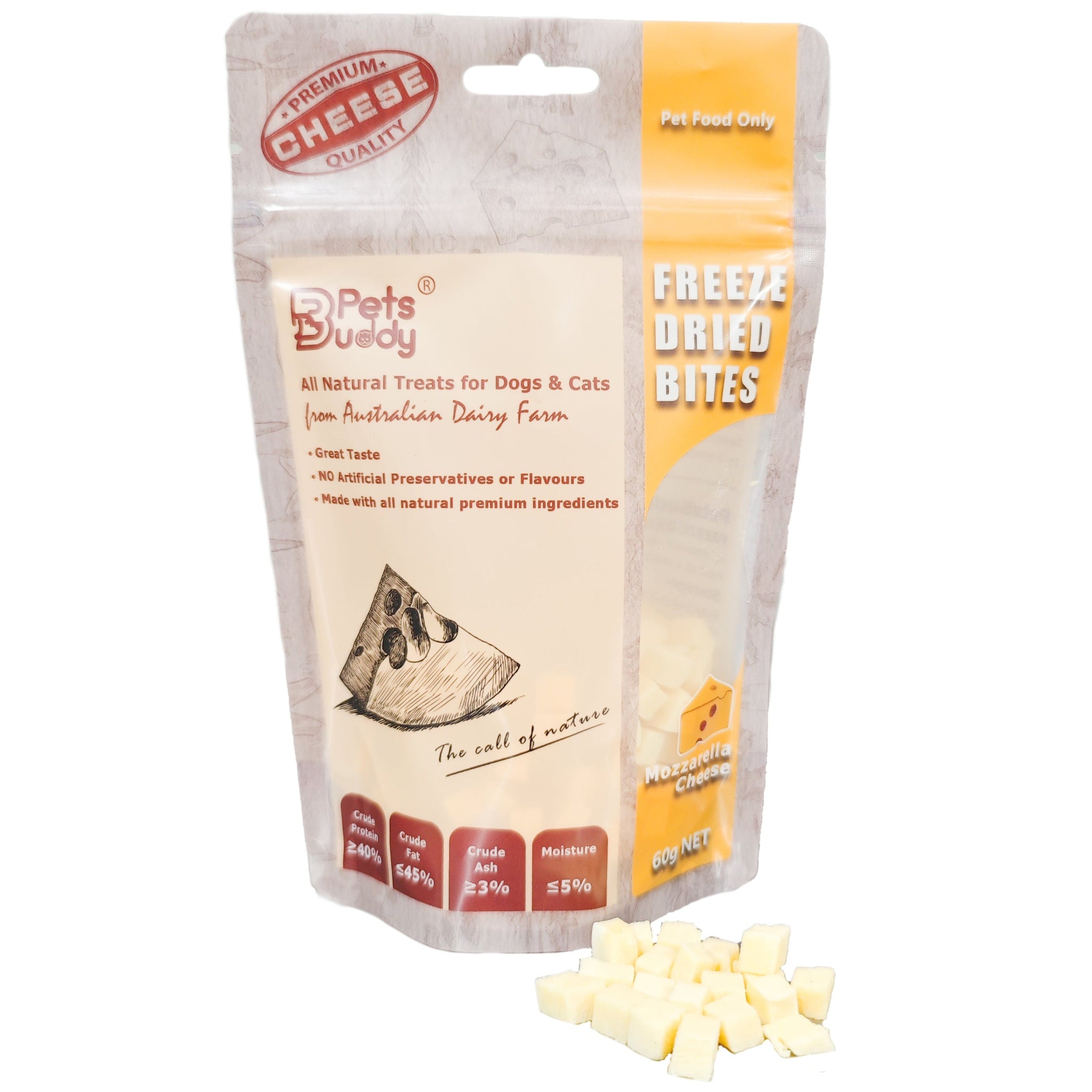 PetsBuddy Cheese Cube Freeze Dried Dog & Cat Treats 1