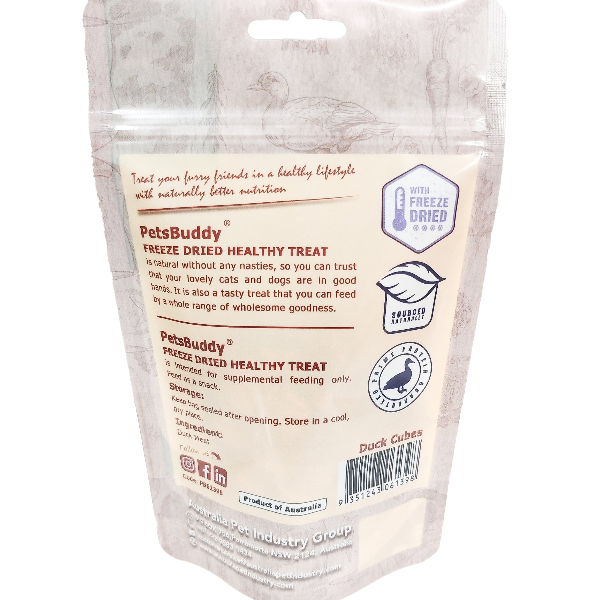 PetsBuddy Duck Cube Freeze Dried Dog & Cat Treats 2