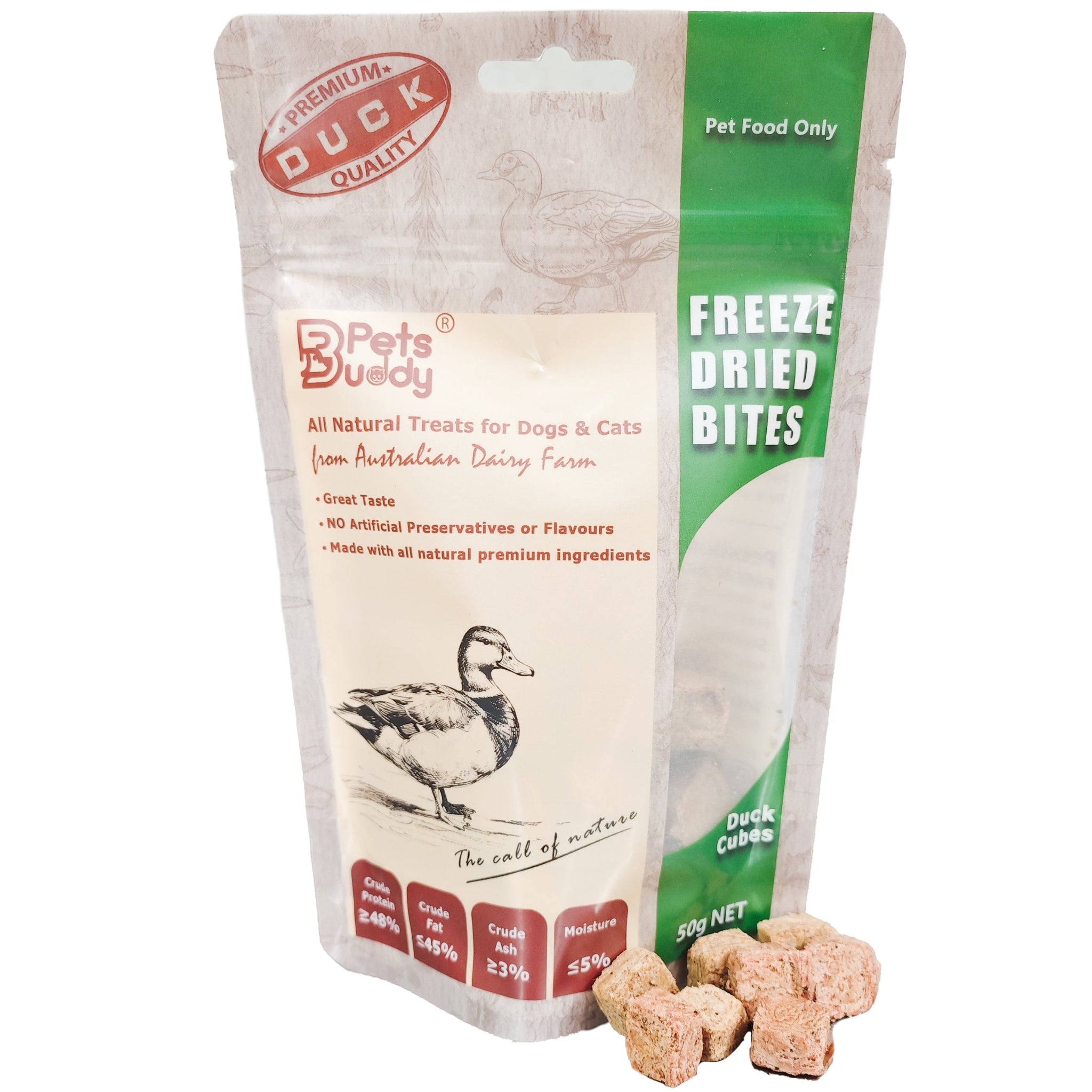 PetsBuddy Duck Cube Freeze Dried Dog & Cat Treats 1