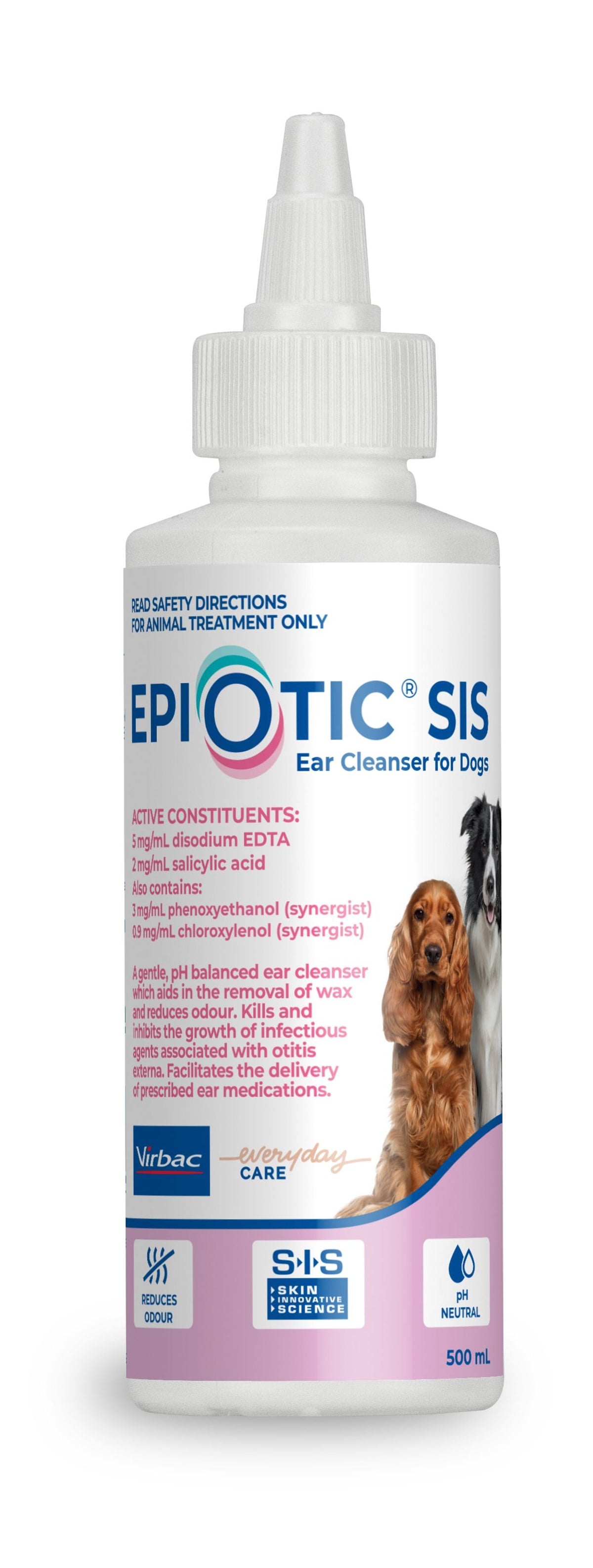 Virbac Epiotic SIS ear cleanser for dogs 500ml – front of bottle