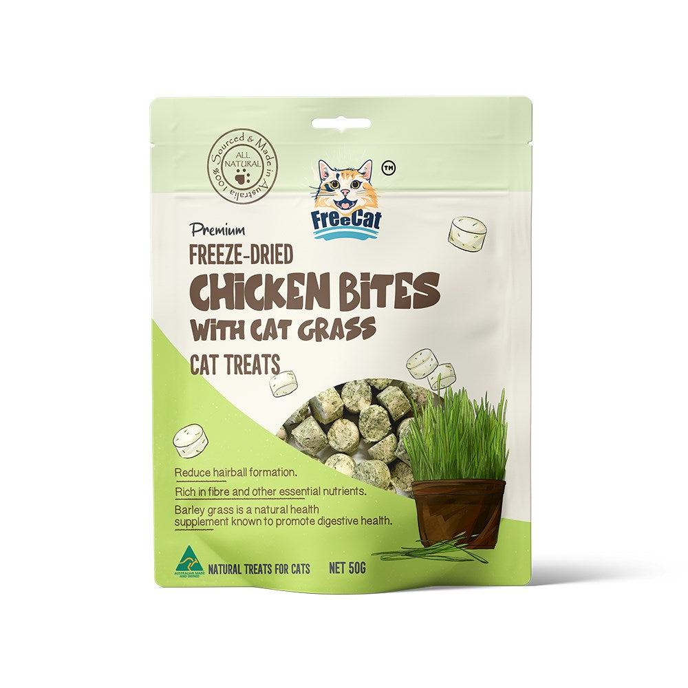 FreeCat Freeze Dried Chicken Bites with Cat Grass Cat Treats