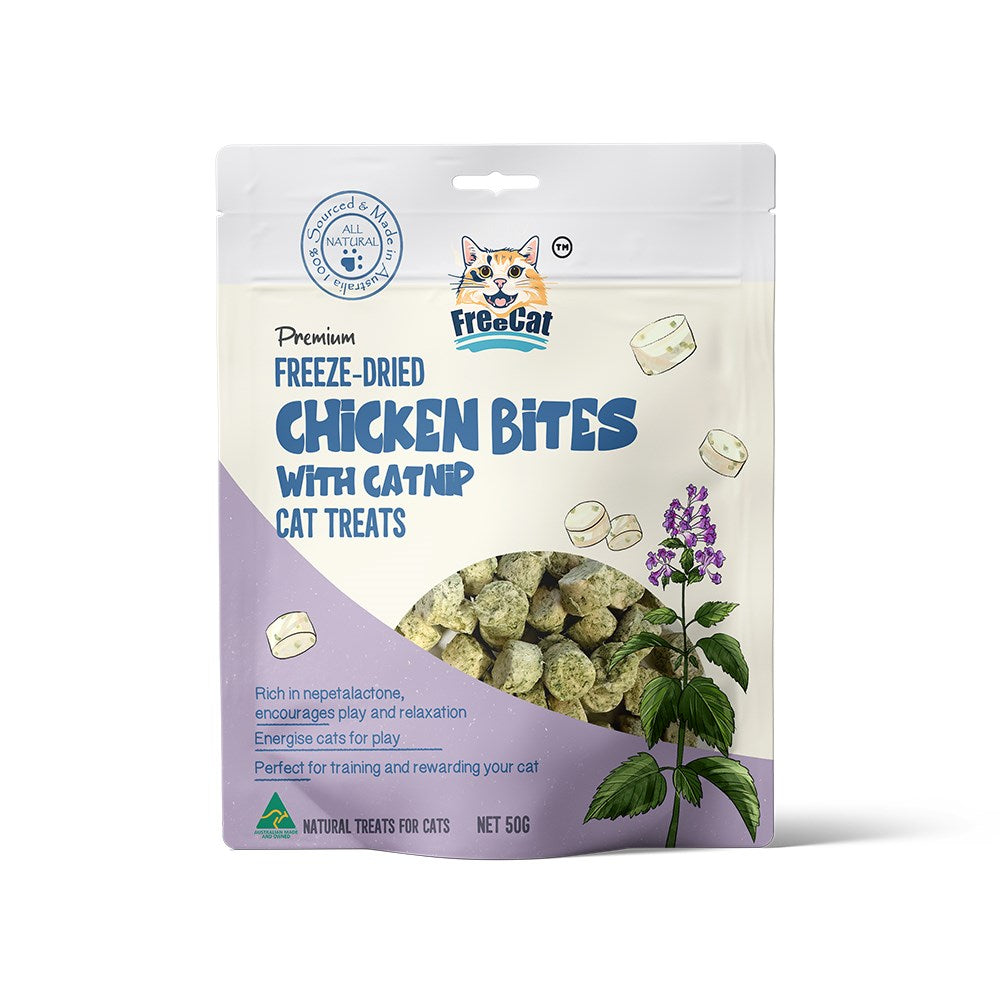 FreeCat Freeze Dried Chicken Bites with Catnip Cat Treats
