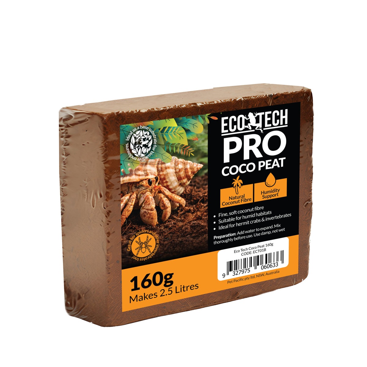 Eco Tech Coco Peat Hermit Crab Bedding 160g | PeekAPaw Pet Supplies