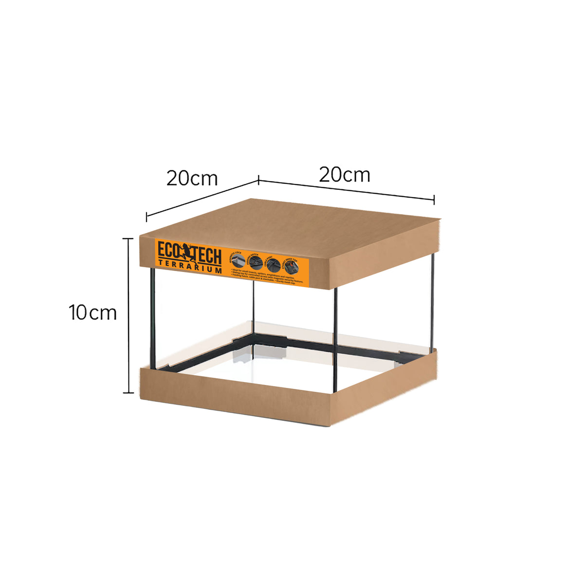 Eco Tech Glass Terrarium - 20 x 20 x 10cm | PeekAPaw Pet Supplies