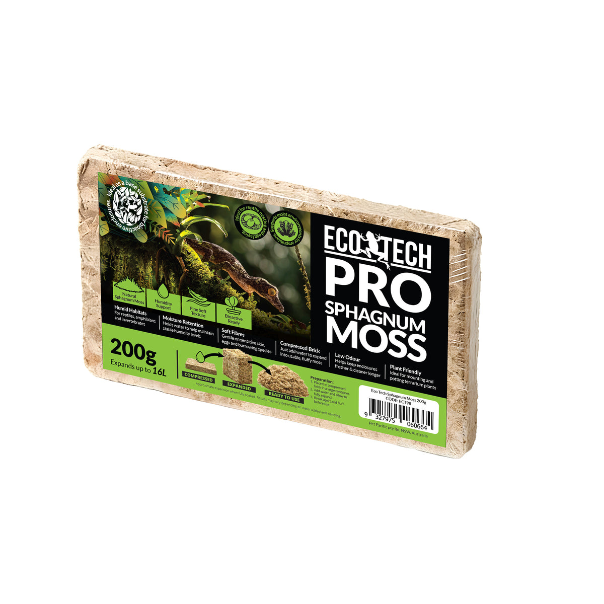 Eco Tech Sphagnum Moss Brick - 200g | PeekAPaw Pet Supplies