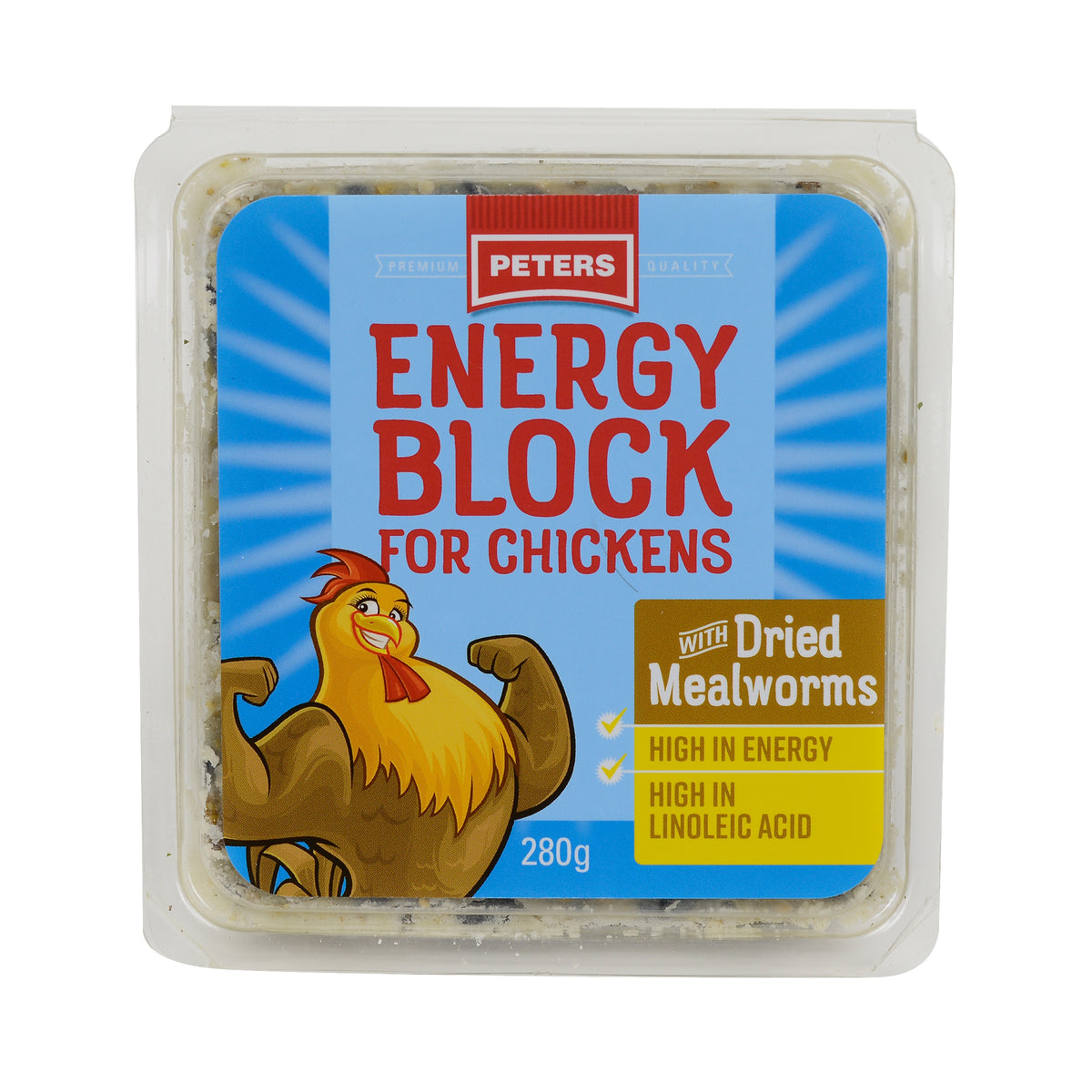 Peters Energy Block with Dried Mealworms 280g pack front for laying hens