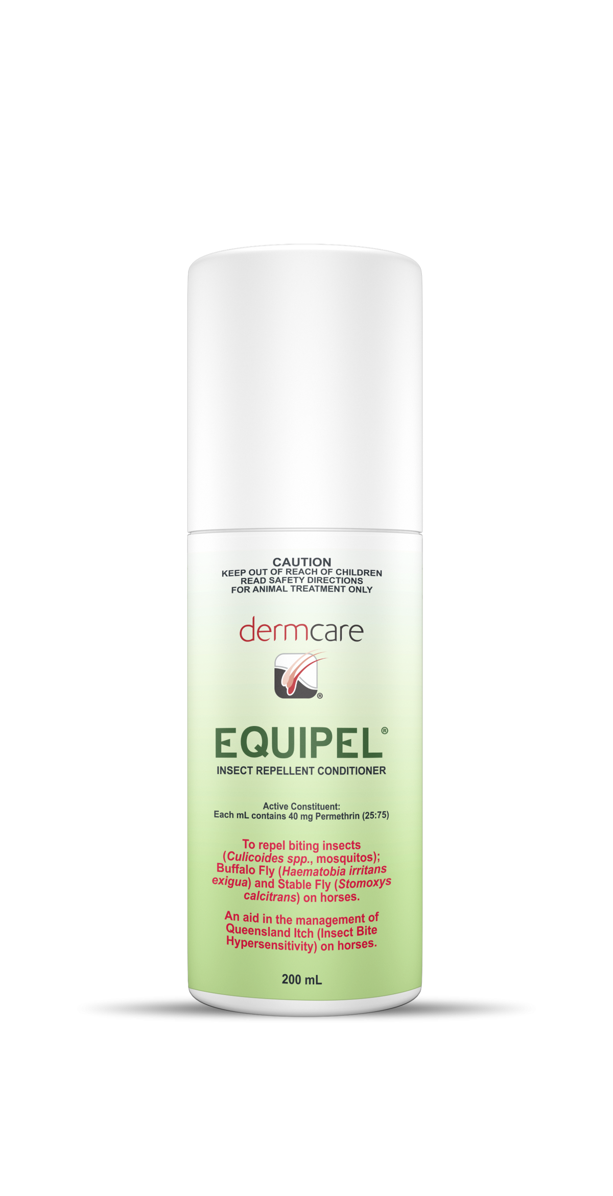 Dermcare Equipel Insect Repellent Conditioner for Horses 200ml bottle, front label