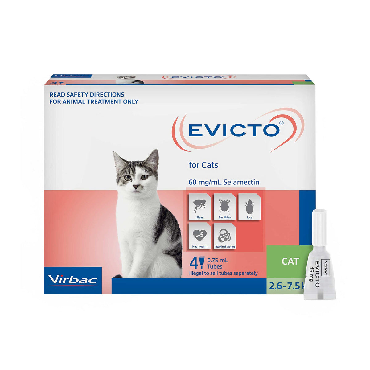 Evicto Spot-On for Cats 2.6-7.5kg, front of 4 pack carton