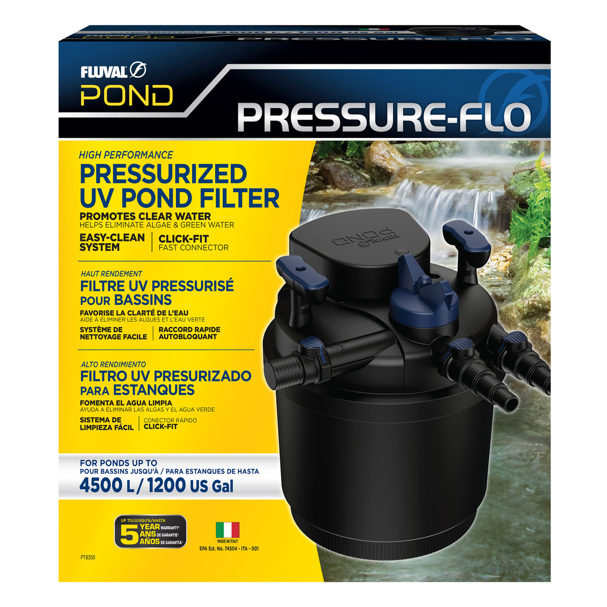 Fluval Pond Pressure-Flo pressurised pond filter with UV clarifier, 4500