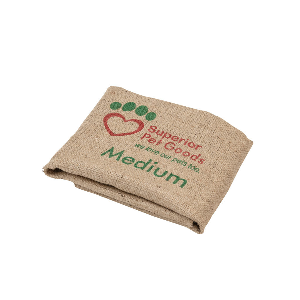 Superior Pet Goods Fitted Hessian Dog Bed Cover in Medium, folded