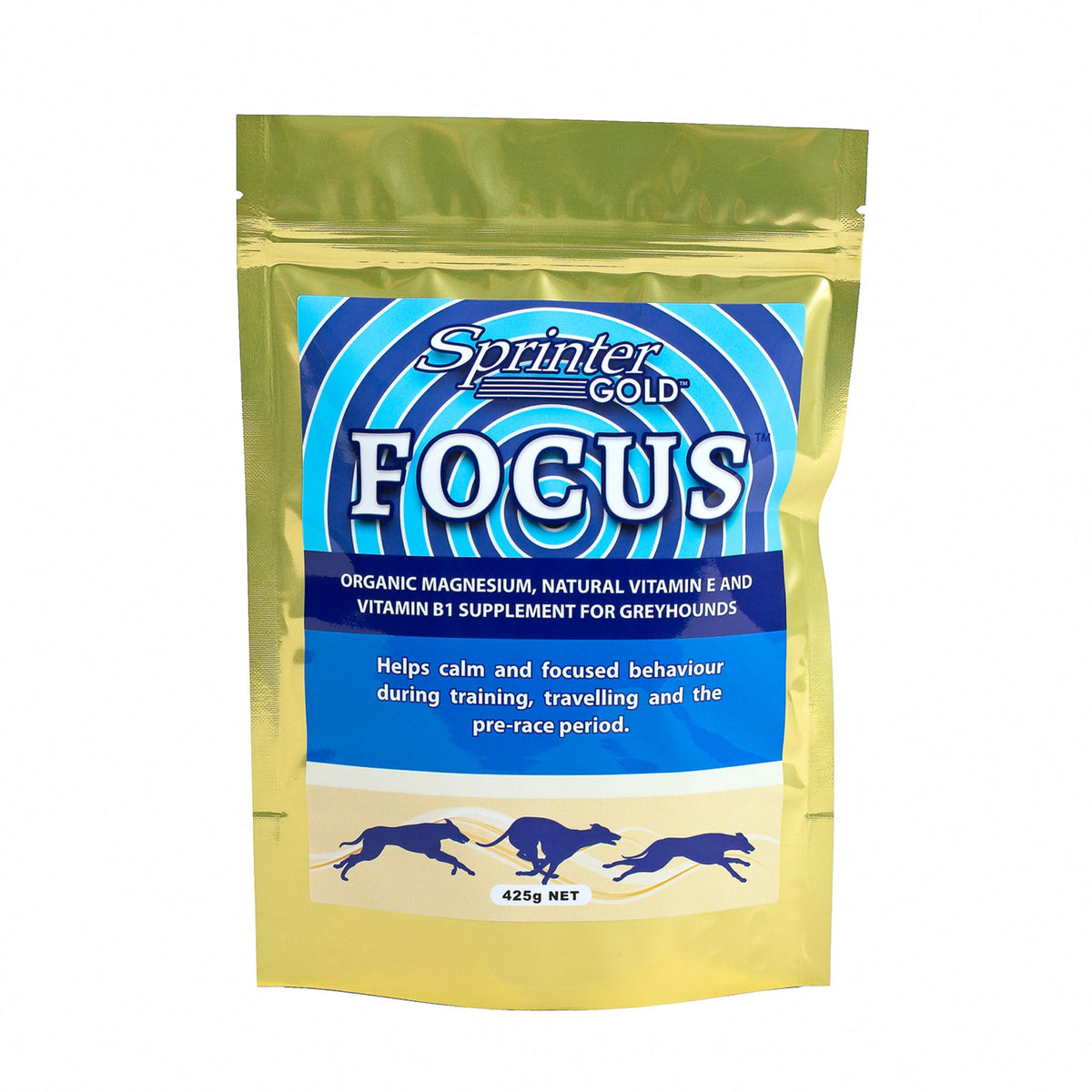 Sprinter Gold Focus greyhound calming supplement 425g tub