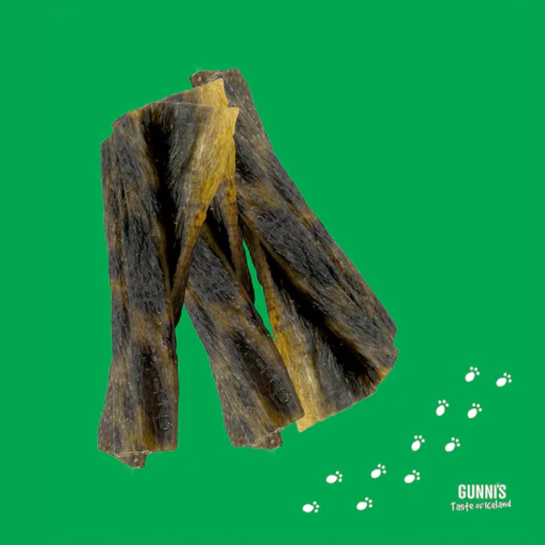 Gunni's Taste of Iceland Dog Treats Wolffish Skin Shorties - 71g | PeekAPaw Pet Supplies