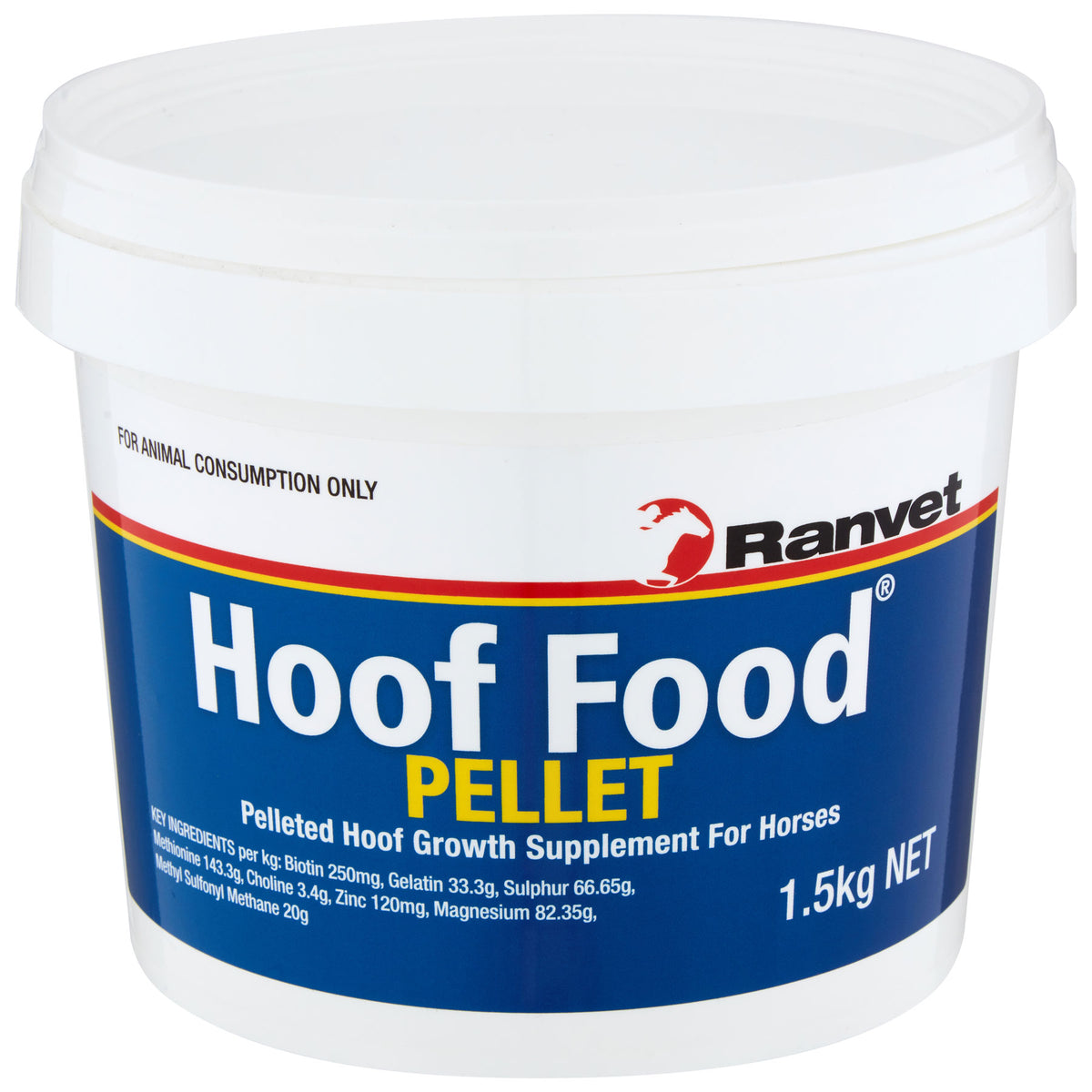 Ranvet Hoof Food Pellet 1.5kg tub front of pack