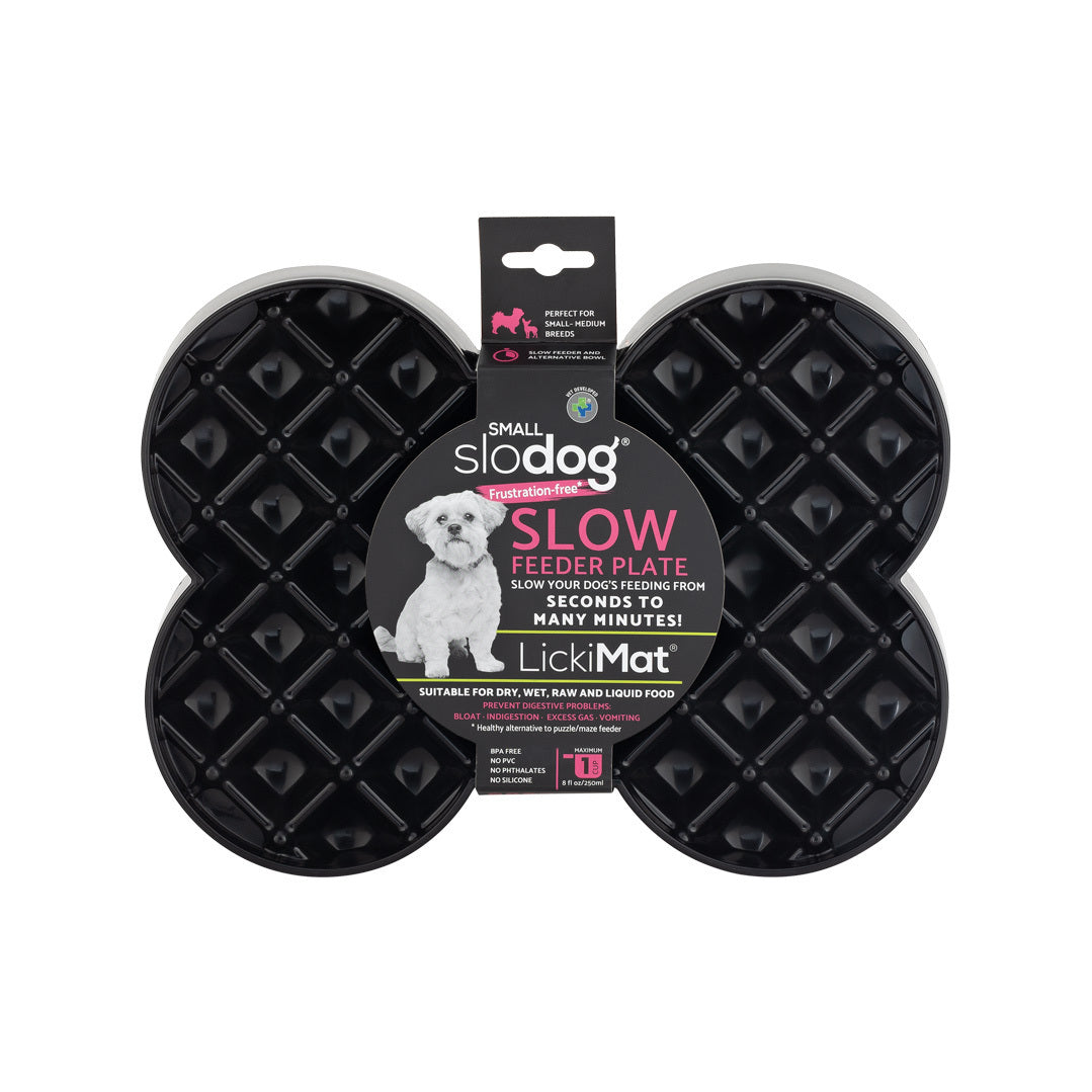 LickiMat Slodog Slow Feeder Plate for Dogs - Small Black
