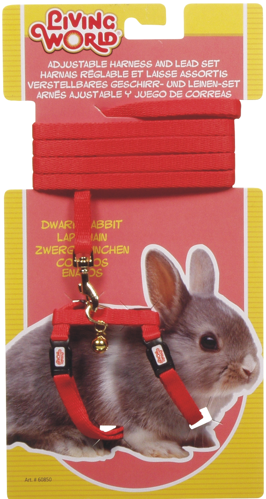 Living World Dwarf Rabbit Harness and Lead Set - Red