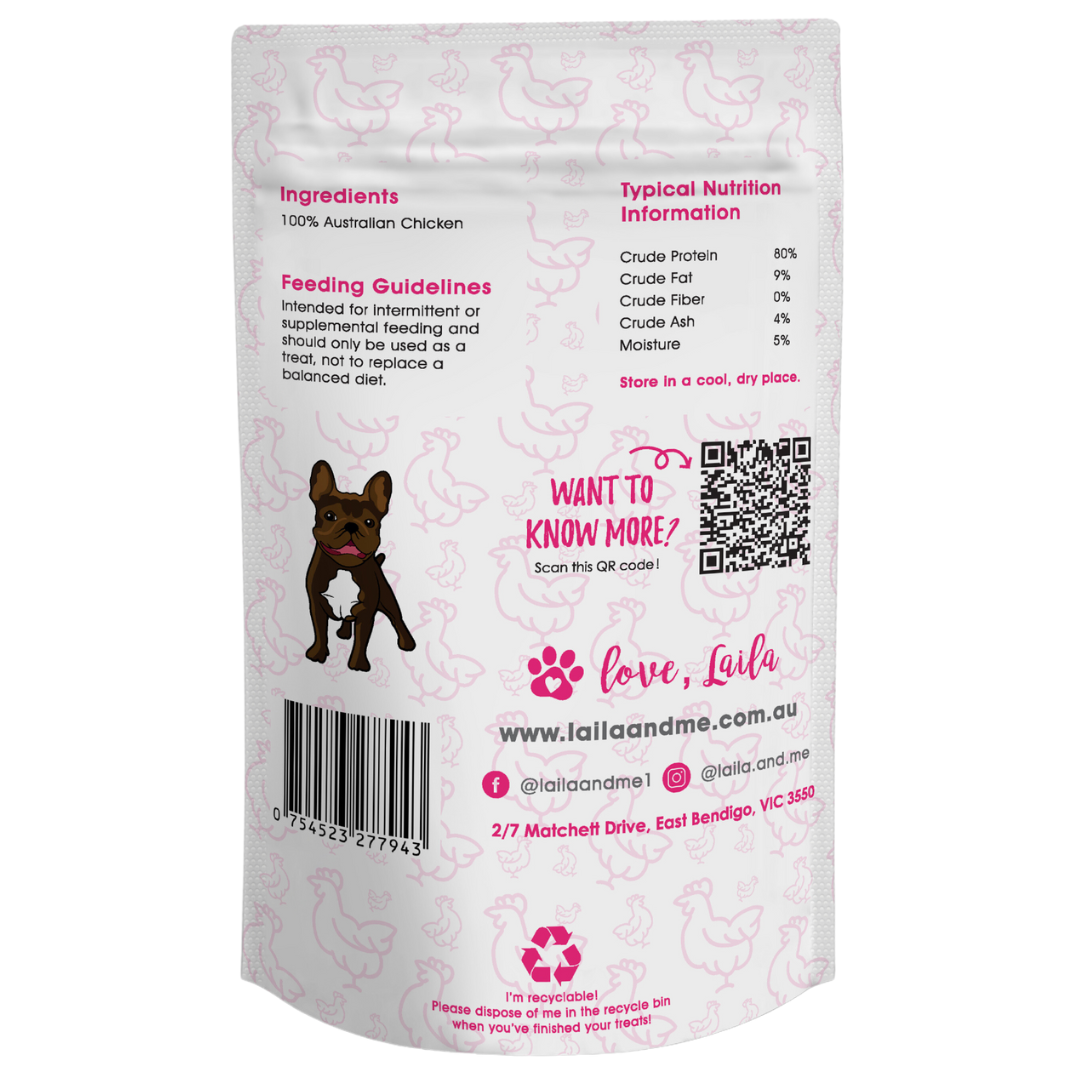 Laila & Me Dehydrated Range Dog Treats Chicken Jerky