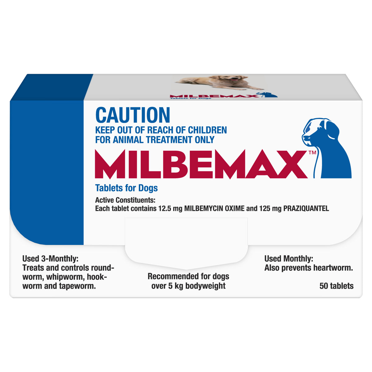 Milbemax All Wormer for Large Dogs over 5kg – 50 tablet pack
