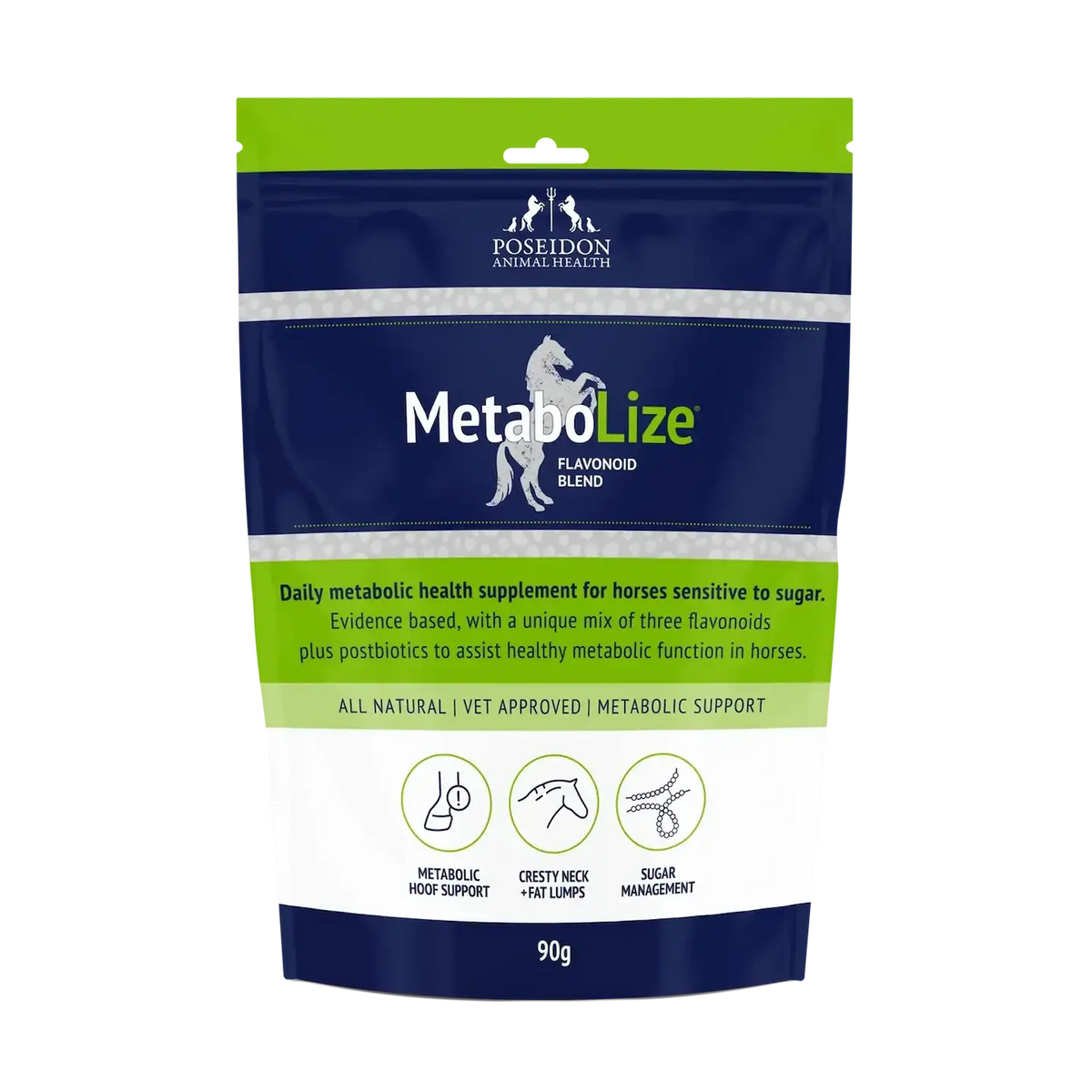 Poseidon Animal Health MetaboLize 90g bag front of pack