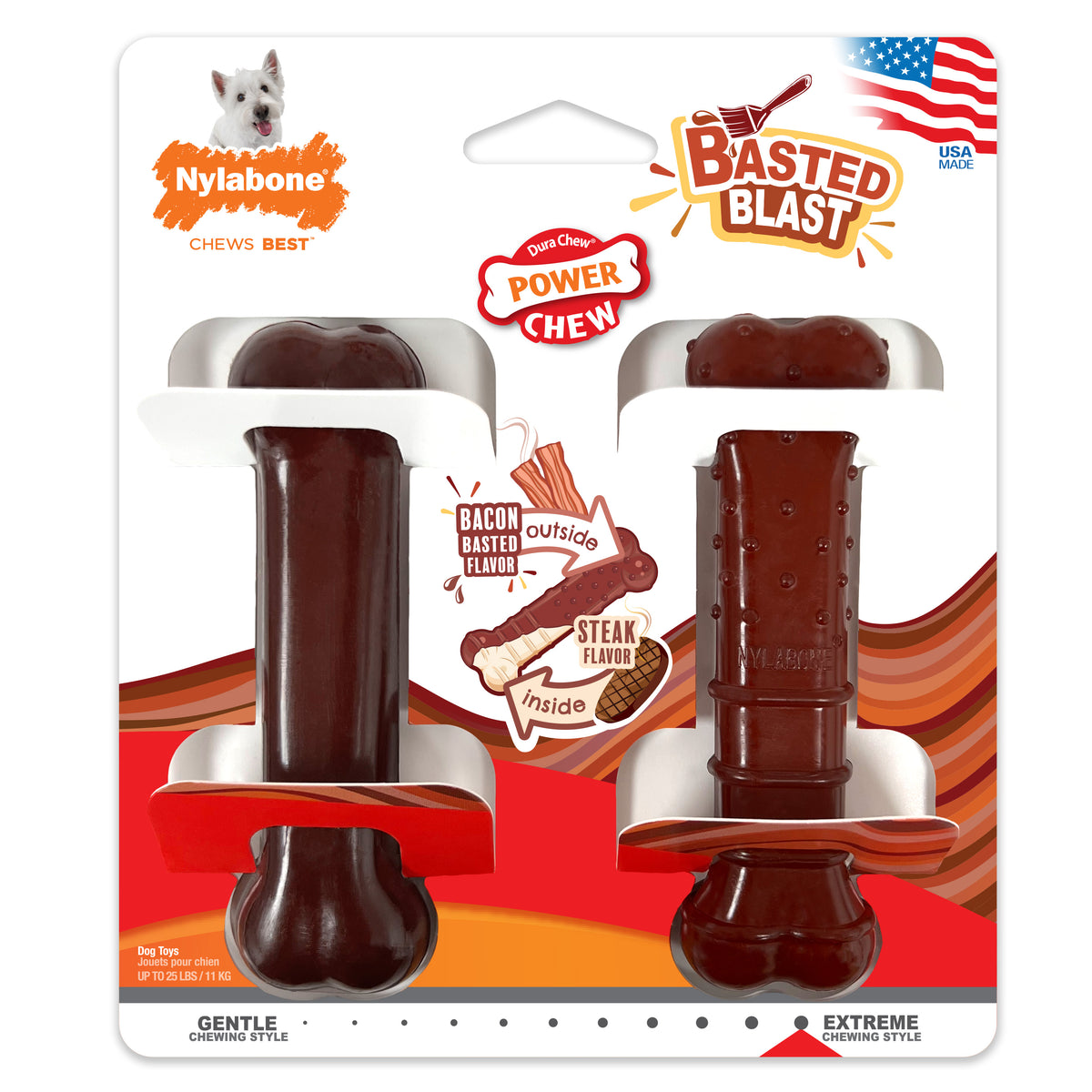 Nylabone Power Chew Basted Blast Original & Tested Bone Chew Toy - Small/Regular