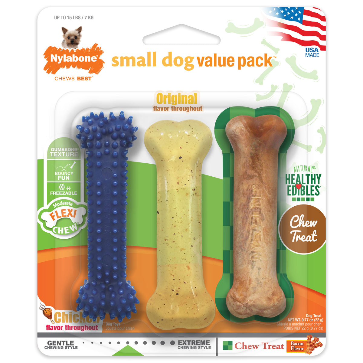 Nylabone Healthy Edibles Dog Chew Treat All-Natural Long Lasting - X-Small/Petite