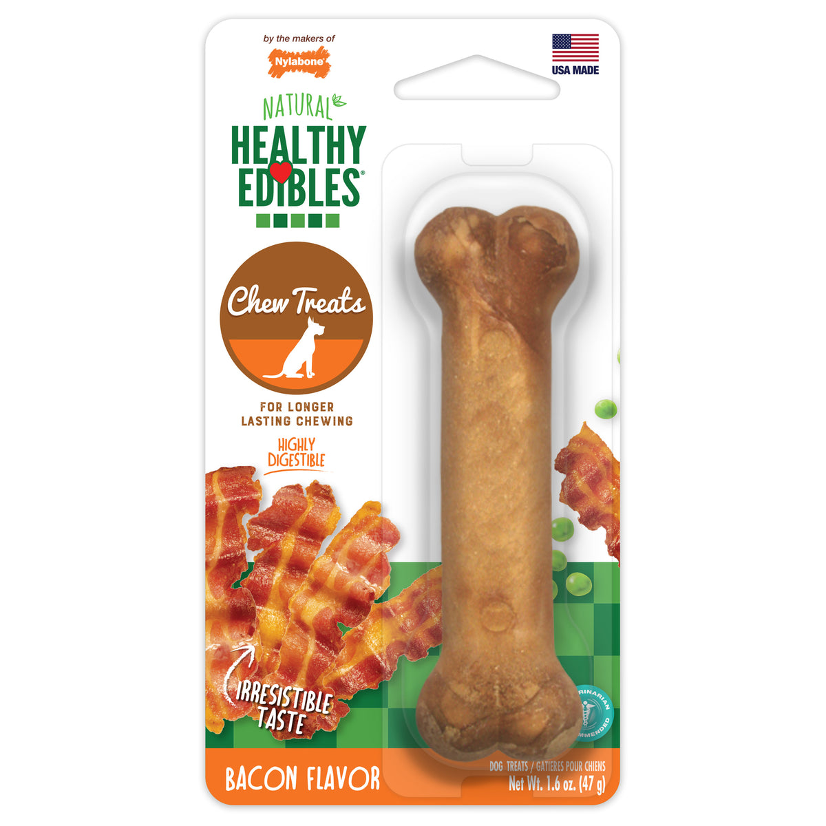 Nylabone Healthy Edibles Dog Chew Treat Bacon Flavor - Small/Regular