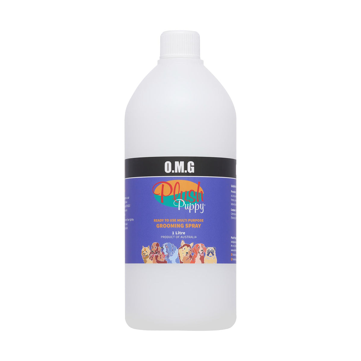 Plush Puppy O.M.G Ready To Use Grooming Spray 1 Litre – front of refill bottle