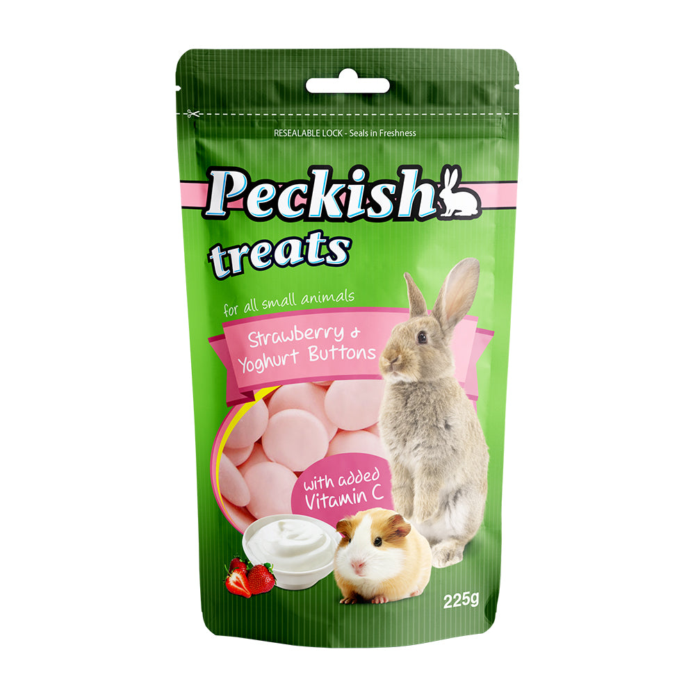 Peckish Strawberry Yoghurt Small Animal Treat 225g pack front | PeekAPaw Pet Supplies