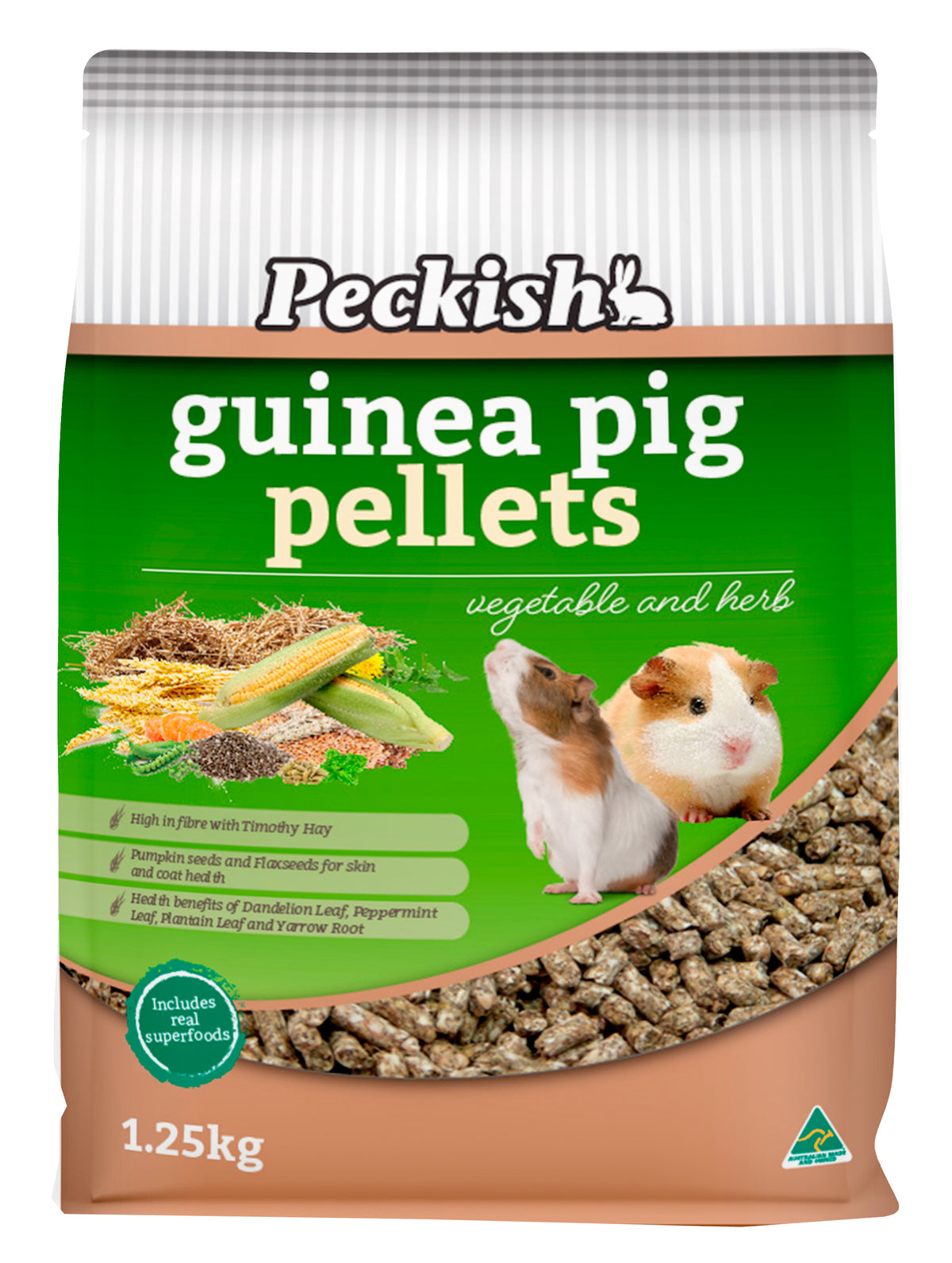 Peckish Guinea Pig Pellets 1.25kg bag front | PeekAPaw Pet Supplies