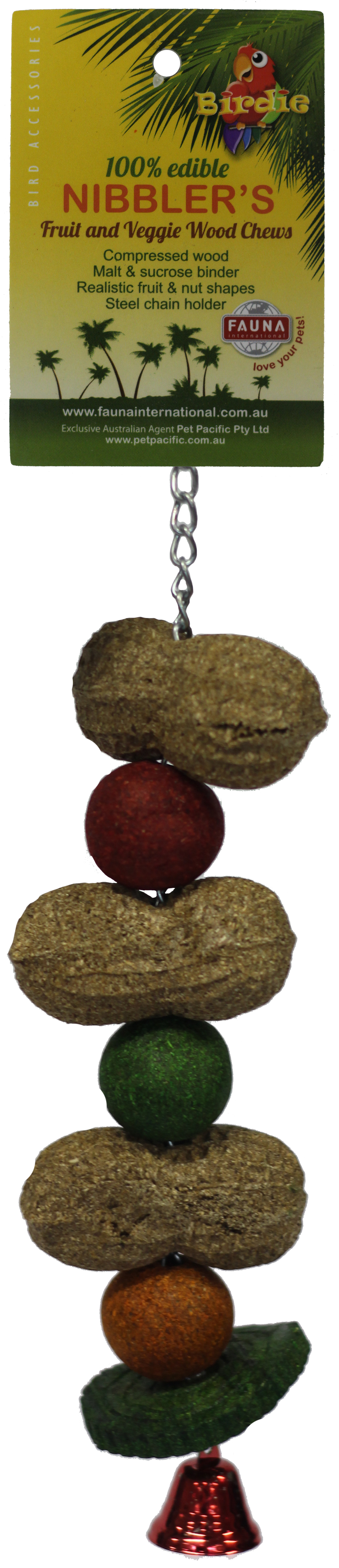 Birdie Nibbler Peanut & Melon Ball Kabob Large – front on card