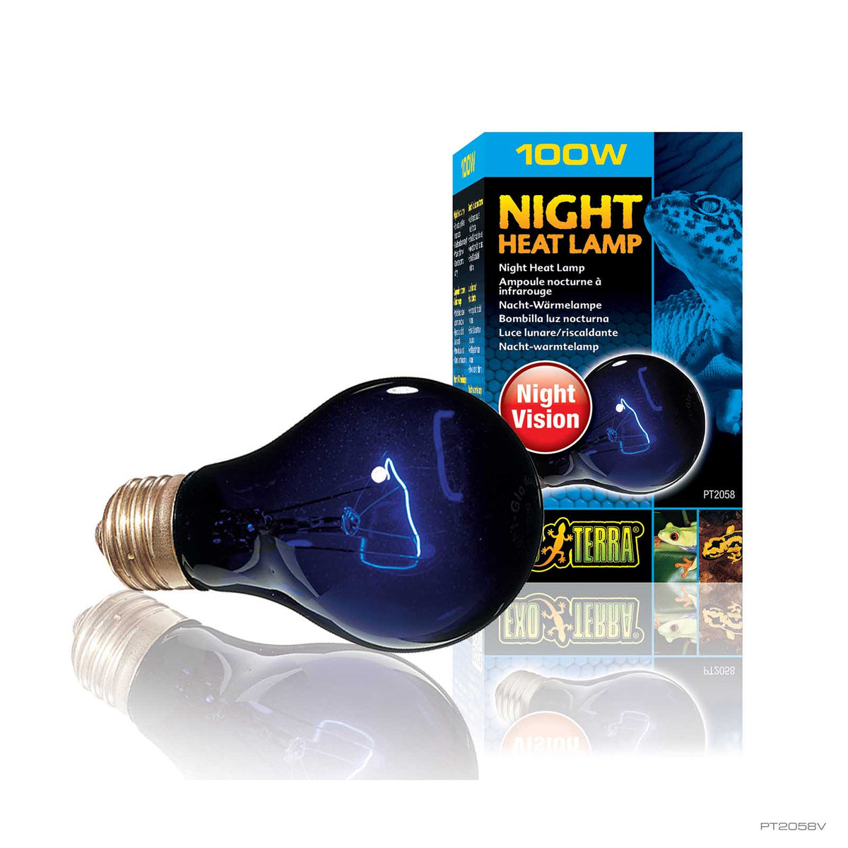 Exo Terra Night Glo Moonlight Heat Lamp 100W blue glass bulb | PeekAPaw Pet Supplies