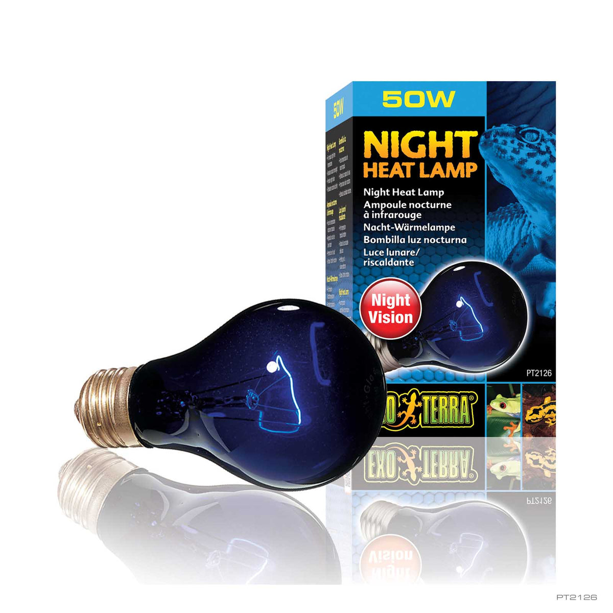 Exo Terra Night Glo Moonlight Heat Lamp 50W blue glass bulb | PeekAPaw Pet Supplies