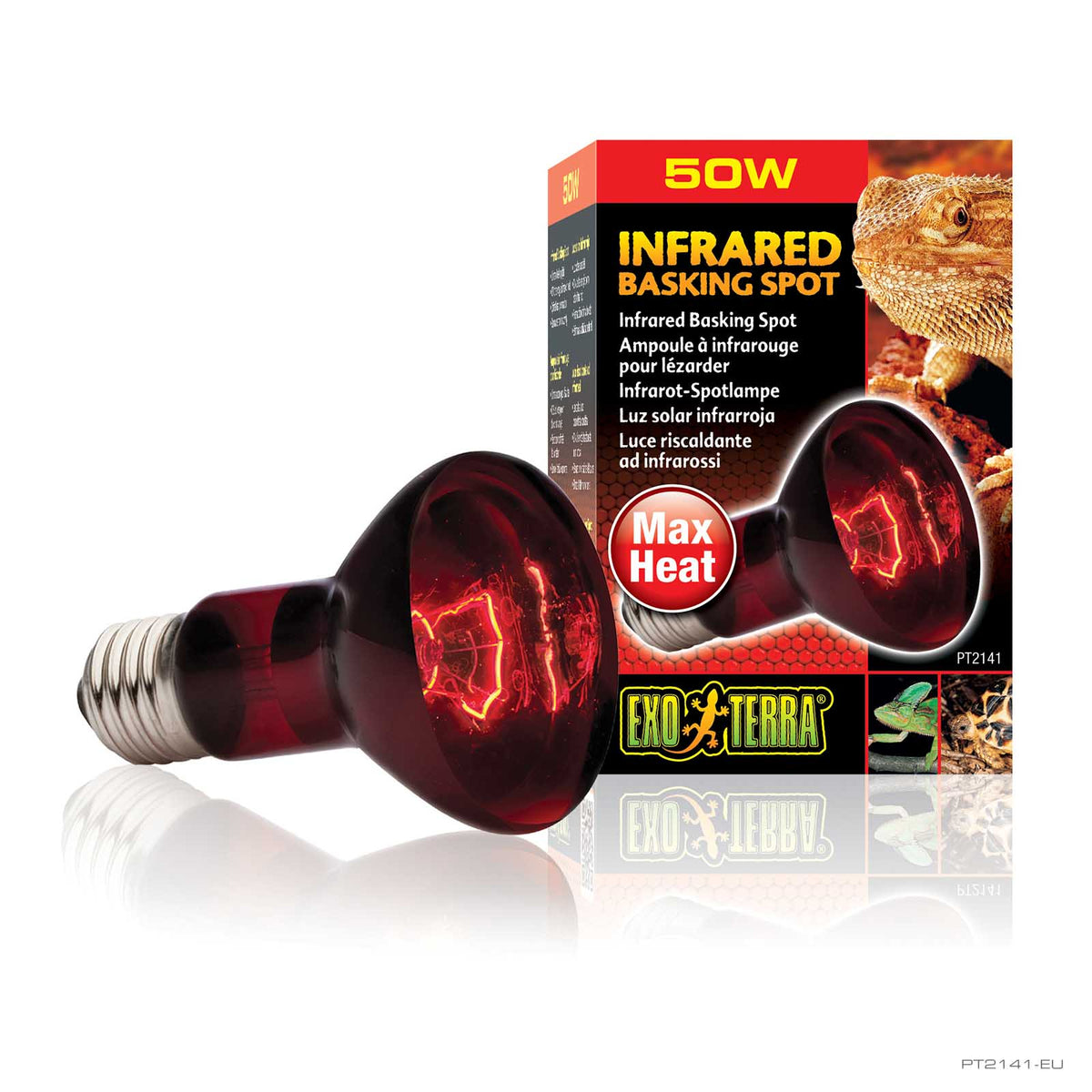 Exo Terra Heat Glo Infrared Heat Lamp 50W red reflector bulb | PeekAPaw Pet Supplies
