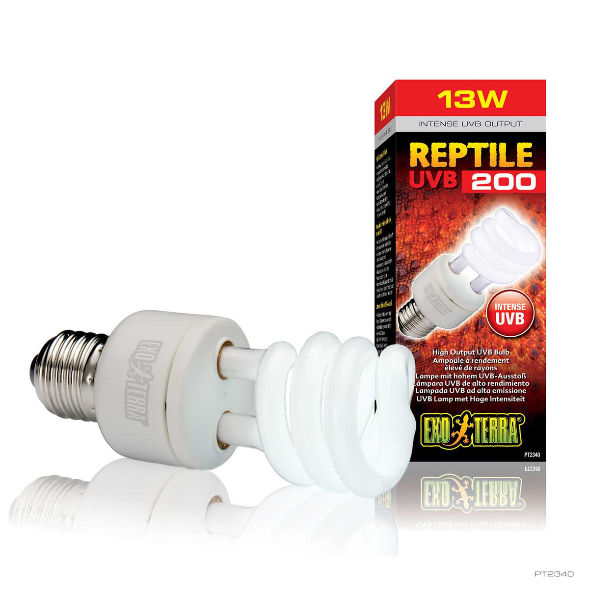 Exo Terra Reptile UVB200 13W compact bulb in retail packaging