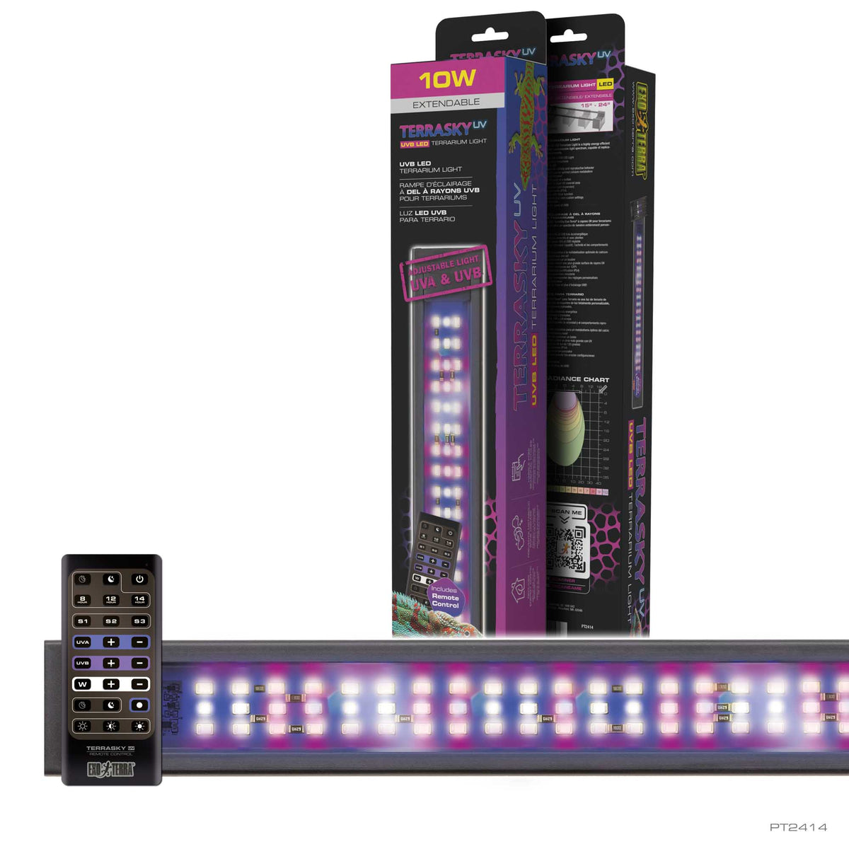 Exo Terra TerraSky UV UVB terrarium LED light fixture and remote
