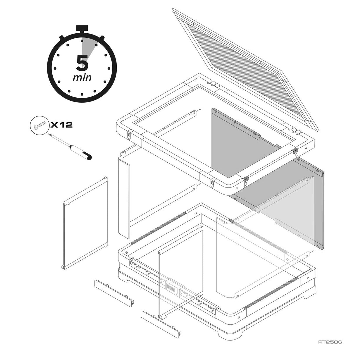 Exo Terra Vista Glass Terrarium - Vista 60, 60 x 45 x 45cm, part PT2586, product view 3 | PeekAPaw Pet Supplies