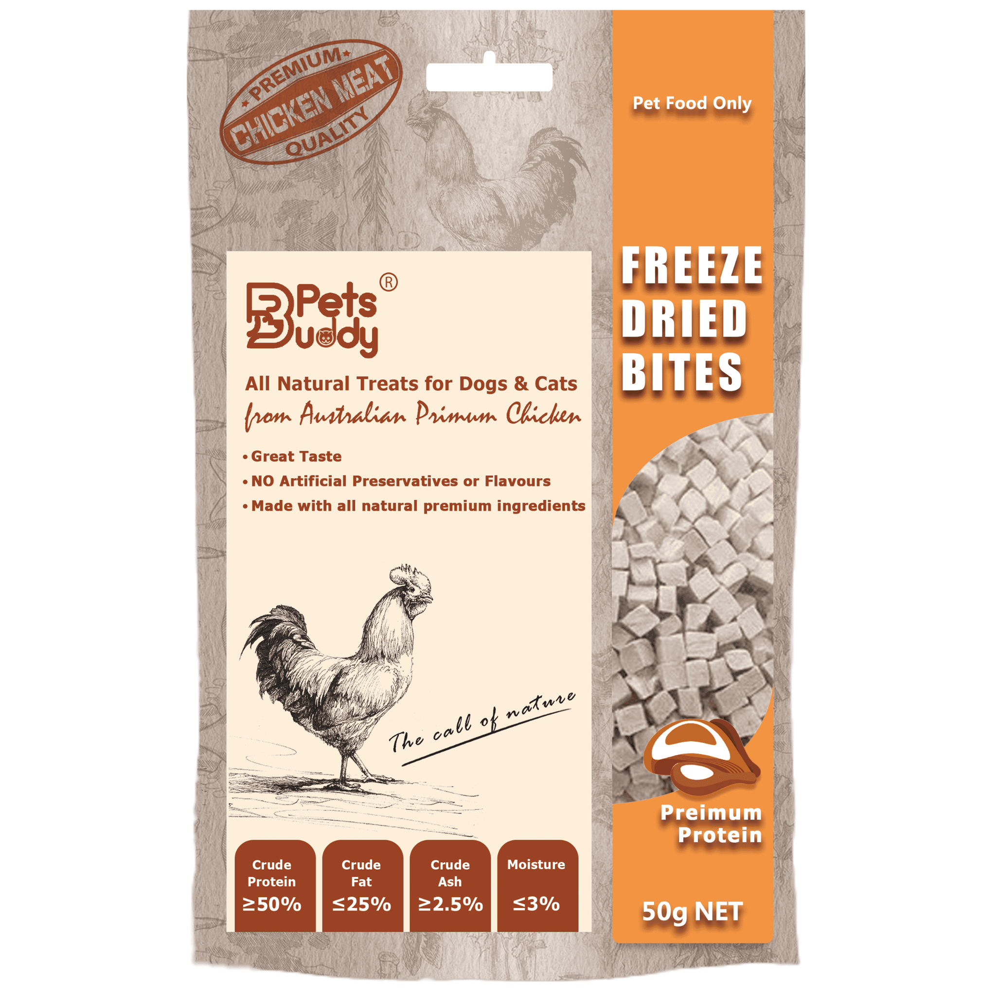 PetsBuddy Chicken Breast Freeze-Dried Pet Treats for Dogs & Cats