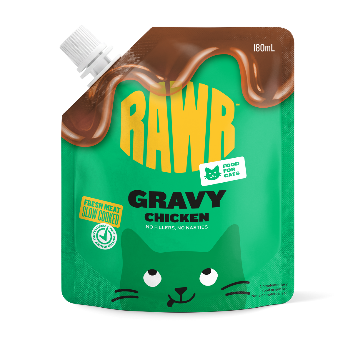 RAWR Gravy Chicken for cats 180ml pouch front of pack